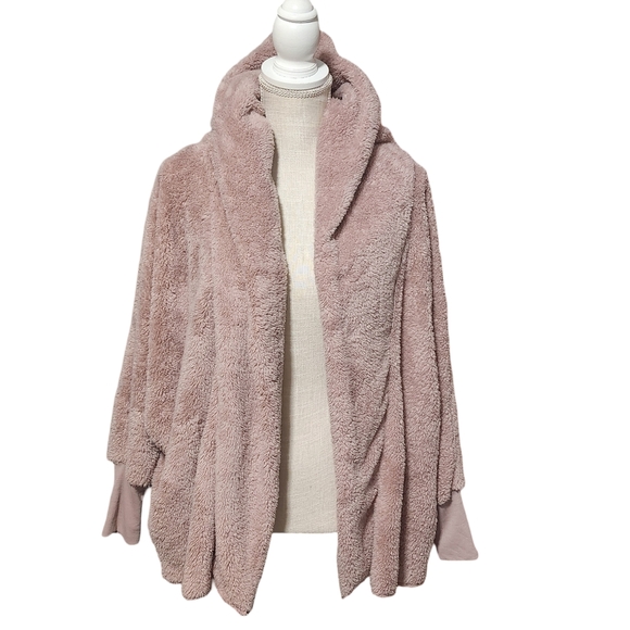 Altar'd State Sweaters - ALTAR’D STATE Cardigan Women’s Small Mauve Plush Hooded Open Front Cozy Soft NEW